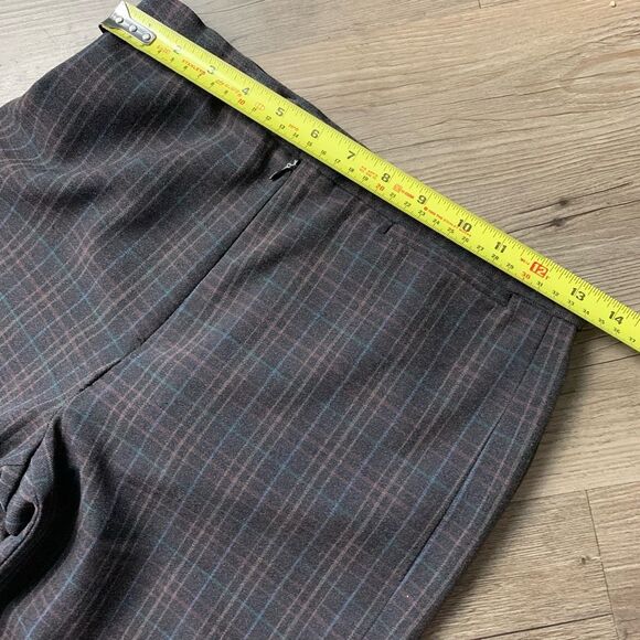 Vintage High Waisted Plaid Pants Grey Brown Straight Flare Leg 26” - Picture 6 of 10